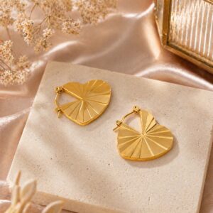 Minimal Gold Heart Hoops