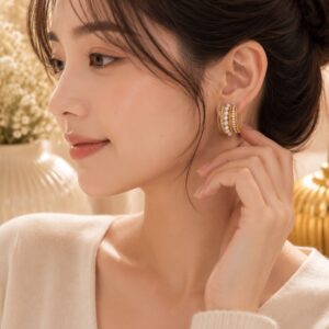Zircon Pearl Hoop Earrings