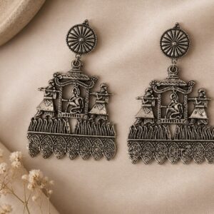 Rajwadi Jhanki Oxidised Earrings