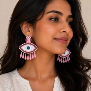 Pink Evil Eye Earrings