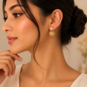 Golden Nest Pearl Earrings