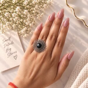 Midnight Halo Adjustable Ring