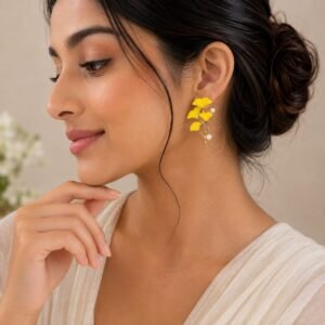 Ginkgo Leaf Inspired Earrings - Yellow