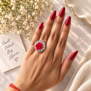 Scarlet Rose Adjustable Ring