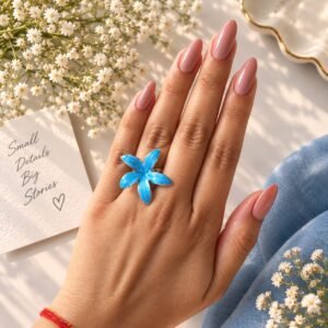Azure Bloom Adjustable Ring