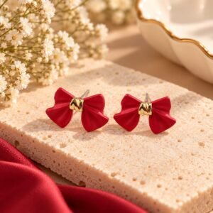 Ruby Bow Earrings