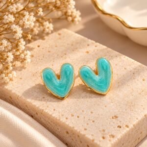 Aqua Heart Earrings