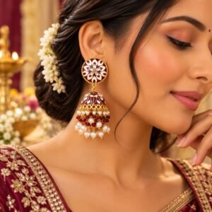 Gulnaar Royal Jhumka - Maroon