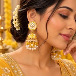 Gulnaar Royal Jhumka - Yellow