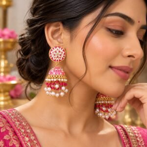 Gulnaar Royal Jhumka - Pink